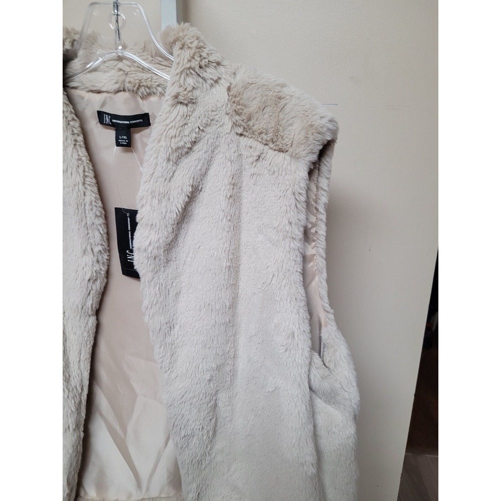 Inc International Concepts Women's Faux-fur Vest - Taupe -‎ Size L/XL - Picture 4 of 9
